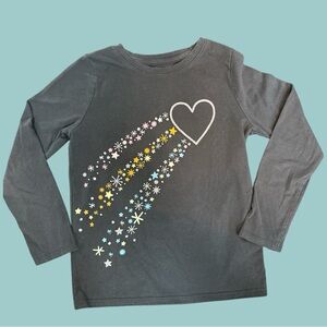 Cat & Jack Black Long Sleeve Shirt with Heart and Starburst Design